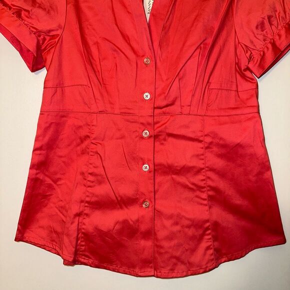 Banana Republic Button Collared Short Sleeve Blouse Coral 2 NWT - Picture 2 of 10